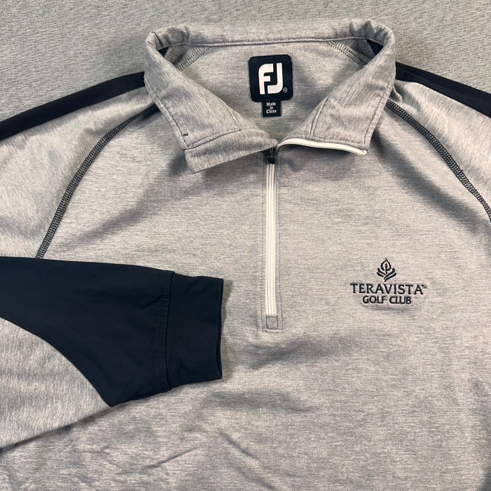 Footjoy‎ FJ Golf Pullover 1/4 Zip Mens M Grey Black Teravista Golf Club Sweater